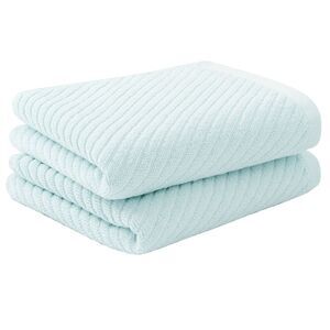 Hand Towels 100% Ribbed Cotton 2 Pcs Face Towels Blue